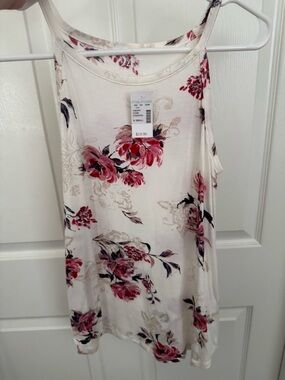 Maurices Cream Floral Camisole with Pink Rose Print